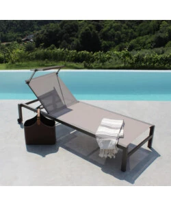SDRAIO RECLINABILE ELICA GARDEN "MADISON" CON TETTUCCIO IN ALLUMINIO TAUPE 195X78X32 CM