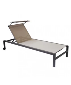 SDRAIO RECLINABILE ELICA GARDEN "MADISON" CON TETTUCCIO IN ALLUMINIO TAUPE 195X78X32 CM