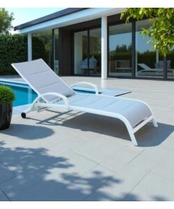 SDRAIO RECLINABILE E IMPILABILE ELICA GARDEN "MALAGA" IN ALLUMINIO BIANCO 165X70,5X92 CM