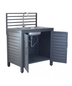CUCINA DA ESTERNO MODULARE ELICA GARDEN "OKLAHOMA 2" CON LAVELLO IN ALLUMINIO ANTRACITE 90X62X125 CM