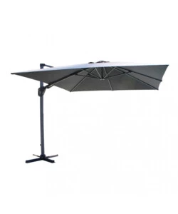 OMBRELLONE DA GIARDINO A BRACCIO LATERALE ELICA GARDEN "MENDEL" IN ALLUMINIO EFFETTO LEGNO E POLIESTERE GRIGIO SCURO 295X295X255 CM