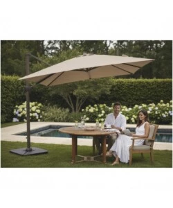 OMBRELLONE DA GIARDINO A BRACCIO ELICA GARDEN "SATURNO" IN ALLUMINIO E POLIESTERE TAUPE 328X393X274 CM