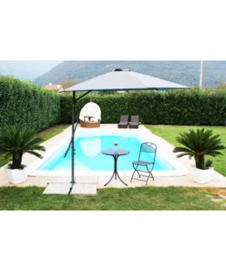 OMBRELLONE DA GIARDINO A BRACCIO ROTONDO ELICA GARDEN "ZENITH" IN ACCIAIO E POLIESTERE GRIGIO 300X300X200 CM