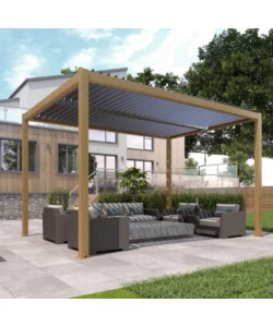 PERGOLA BIOCLIMATICA ELICA GARDEN EFFETTO LEGNO 294X394X250 CM