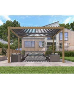 PERGOLA BIOCLIMATICA ELICA GARDEN EFFETTO LEGNO 294X394X250 CM