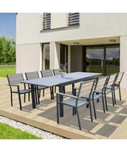 SEDIA DA ESTERNO IMPILABILE ELICA GARDEN "CERVIA" IN ALLUMINIO E POLYWOOD ANTRACITE E GRIGIO 58X46,5X87 CM