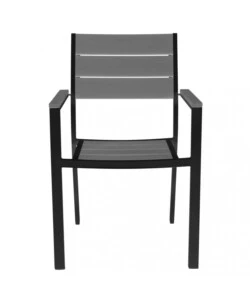 SEDIA DA ESTERNO IMPILABILE ELICA GARDEN "CERVIA" IN ALLUMINIO E POLYWOOD ANTRACITE E GRIGIO 58X46,5X87 CM