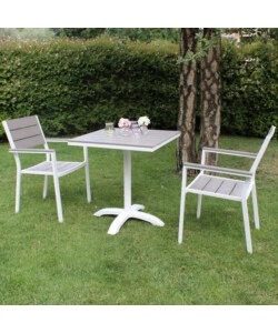 SEDIA DA ESTERNO IMPILABILE ELICA GARDEN "CERVIA" IN ALLUMINIO E POLYWOOD BIANCO E GRIGIO 58X46,5X87 CM
