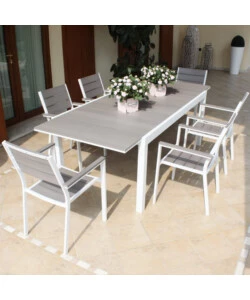 SEDIA DA ESTERNO IMPILABILE ELICA GARDEN "CERVIA" IN ALLUMINIO E POLYWOOD BIANCO E GRIGIO 58X46,5X87 CM