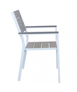 SEDIA DA ESTERNO IMPILABILE ELICA GARDEN "CERVIA" IN ALLUMINIO E POLYWOOD BIANCO E GRIGIO 58X46,5X87 CM