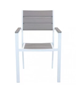 SEDIA DA ESTERNO IMPILABILE ELICA GARDEN "CERVIA" IN ALLUMINIO E POLYWOOD BIANCO E GRIGIO 58X46,5X87 CM
