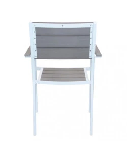 SEDIA DA ESTERNO IMPILABILE ELICA GARDEN "CERVIA" IN ALLUMINIO E POLYWOOD BIANCO E GRIGIO 58X46,5X87 CM