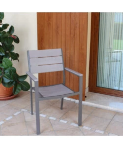 SEDIA DA ESTERNO IMPILABILE ELICA GARDEN "CERVIA" IN ALLUMINIO E POLYWOOD TAUPE E GRIGIO 58X46,5X87 CM