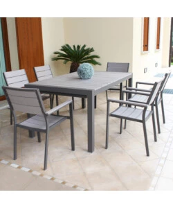 SEDIA DA ESTERNO IMPILABILE ELICA GARDEN "CERVIA" IN ALLUMINIO E POLYWOOD TAUPE E GRIGIO 58X46,5X87 CM