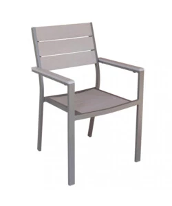 SEDIA DA ESTERNO IMPILABILE ELICA GARDEN "CERVIA" IN ALLUMINIO E POLYWOOD TAUPE E GRIGIO 58X46,5X87 CM