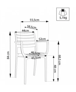 SEDIA DA ESTERNO IMPILABILE ELICA GARDEN "EVELINE" IN POLIPROPILENE BIANCO 58,5X55,2X84 CM