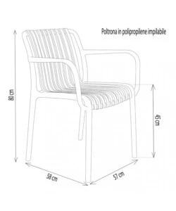SEDIA DA ESTERNO IMPILABILE ELICA GARDEN "GIULY" IN POLIPROPILENE BIANCO 58X57X80 CM