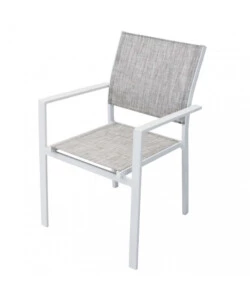 SEDIA DA ESTERNO ELICA GARDEN "JAMAICA" IN ALLUMINIO E TEXTILENE BIANCO E GRIGIO CHIARO 55X58X85 CM