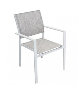 SEDIA DA ESTERNO ELICA GARDEN "JAMAICA" IN ALLUMINIO E TEXTILENE BIANCO E GRIGIO CHIARO 55X58X85 CM