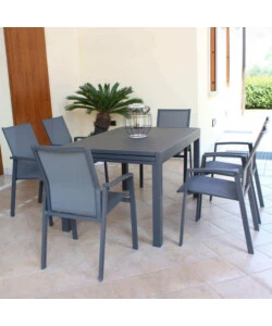 SEDIA DA ESTERNO IMPILABILE ELICA GARDEN "MAILI" IN ALLUMINIO ANTRACITE 57X61X89 CM