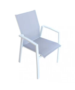 SEDIA DA ESTERNO IMPILABILE ELICA GARDEN "MAILI" IN ALLUMINIO BIANCO E GRIGIO 57X61X89 CM
