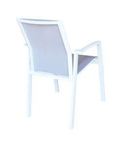 SEDIA DA ESTERNO IMPILABILE ELICA GARDEN "MAILI" IN ALLUMINIO BIANCO E GRIGIO 57X61X89 CM