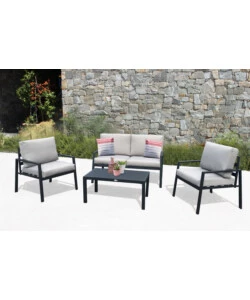 SET DA GIARDINO ELICA GARDEN "HELSINKI" IN ALLUMINIO ANTRACITE CON 2 POLTRONE, UN DIVANO E UN TAVOLINO