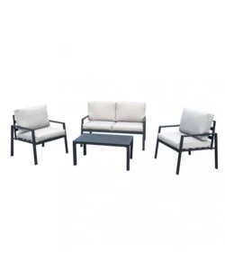 SET DA GIARDINO ELICA GARDEN "HELSINKI" IN ALLUMINIO ANTRACITE CON 2 POLTRONE, UN DIVANO E UN TAVOLINO
