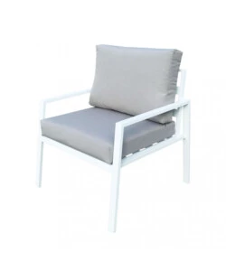 SET DA GIARDINO ELICA GARDEN "HELSINKI" IN ALLUMINIO BIANCO CON 2 POLTRONE, UN DIVANO E UN TAVOLINO