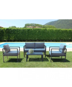 SET DA GIARDINO ELICA GARDEN "AVANA" IN ALLUMINIO ANTRACITE CON 2 POLTRONE, UN DIVANO E UN TAVOLINO