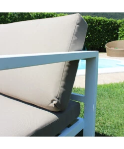 SET DA GIARDINO ELICA GARDEN "AVANA" IN ALLUMINIO BIANCO CON 2 POLTRONE, UN DIVANO E UN TAVOLINO