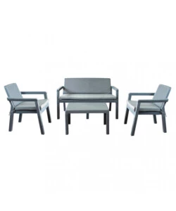 SET DA GIARDINO ELICA GARDEN "DELAWARE" IN POLIPROPILENE GRIGIO CON 2 POLTRONE, UN DIVANO E UN TAVOLINO