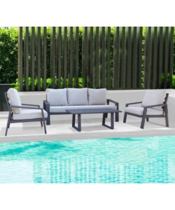 SET DA GIARDINO ELICA GARDEN "SANTA CRUZ" IN ALLUMINIO ANTRACITE 5 SEDUTE E UN TAVOLINO