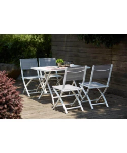 TAVOLO DA GIARDINO PIEGHEVOLE ELICA GARDEN "ALABAMA" IN ALLUMINIO BIANCO 77X130X73 CM