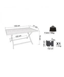 TAVOLO DA GIARDINO PIEGHEVOLE ELICA GARDEN "ALABAMA" IN ALLUMINIO ANTRACITE 77X130X73 CM