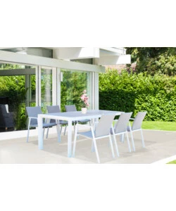 TAVOLO DA GIARDINO ELICA GARDEN "CARSON" IN ALLUMINIO BIANCO 194,5X90X74 CM