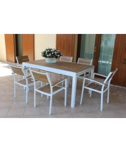 TAVOLO DA GIARDINO ALLUNGABILE ELICA GARDEN "CAYMAN" IN ALLUMINIO BIANCO E POLYWOOD 160/240X95X74 CM