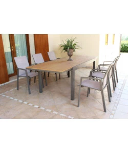 TAVOLO DA GIARDINO ALLUNGABILE ELICA GARDEN "CAYMAN" IN ALLUMINIO E POLYWOOD TAUPE 160/240X95X74 CM