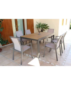 TAVOLO DA GIARDINO ALLUNGABILE ELICA GARDEN "CAYMAN" IN ALLUMINIO E POLYWOOD TAUPE 160/240X95X74 CM