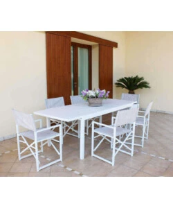 TAVOLO DA GIARDINO ALLUNGABILE ELICA GARDEN "FORMENTERA" IN ALLUMINIO BIANCO 200/300X100X75 CM
