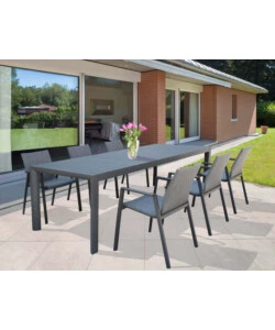 TAVOLO DA GIARDINO ALLUNGABILE ELICA GARDEN "HOUSTON" IN ALLUMINIO ANTRACITE 160/240X100X75 CM