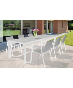 TAVOLO DA GIARDINO ALLUNGABILE ELICA GARDEN "HOUSTON" IN ALLUMINIO BIANCO 160/240X100x75 CM