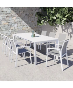 TAVOLO DA GIARDINO ALLUNGABILE ELICA GARDEN "SACRAMENTO" IN ALLUMINIO BIANCO 165/215X85X75 CM