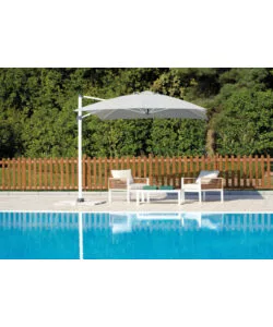 OMBRELLONE A BRACCIO RETTANGOLARE SOLARIA "CALIFORNIA SPUNCRYLIC" IN ALLUMINIO BIANCO E GRIGIO 3X4 MT