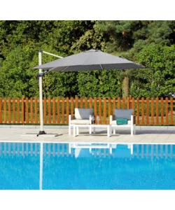 OMBRELLONE A BRACCIO QUADRATO SOLARIA IN ALLUMINIO BIANCO E GRIGIO 3X3 MT