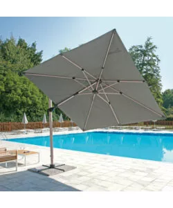 OMBRELLONE A BRACCIO QUADRATO SOLARIA IN ALLUMINIO BIANCO E GRIGIO 3X3 MT