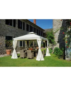 GAZEBO DA ESTERNO QUADRATO SOLARIA "NEBRASKA" IN ALLUMINIO ECRU' 3X3 MT