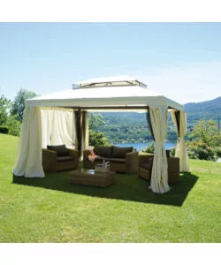 GAZEBO DA ESTERNO RETTANGOLARE SOLARIA "NEBRASKA" IN ALLUMINIO ECRU' 3X4 MT