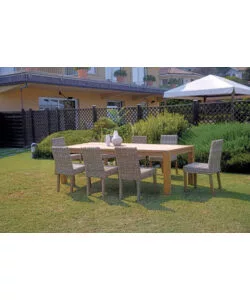 TAVOLO DA ESTERNO SOLARIA "GIACARTA" IN TEAK RICICLATO 250X100X77 CM