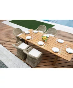 TAVOLO DA ESTERNO ALLUNGABILE SOLARIA "SUMATRA" IN TEAK RICICLATO 180/250X100X77 CM
